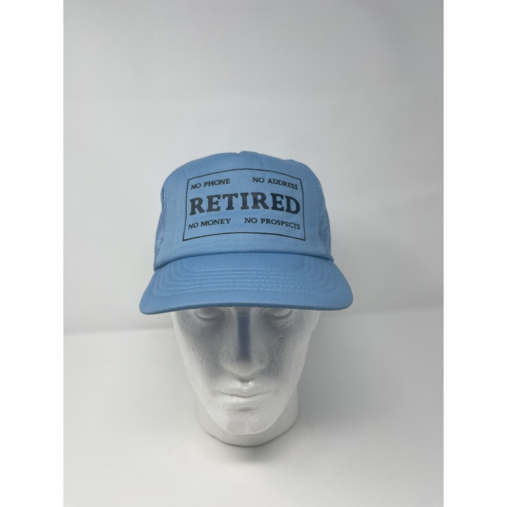 Vintage Retired No Money Phone Address Prospects Blue Snapback Trucker Hat Cap‎